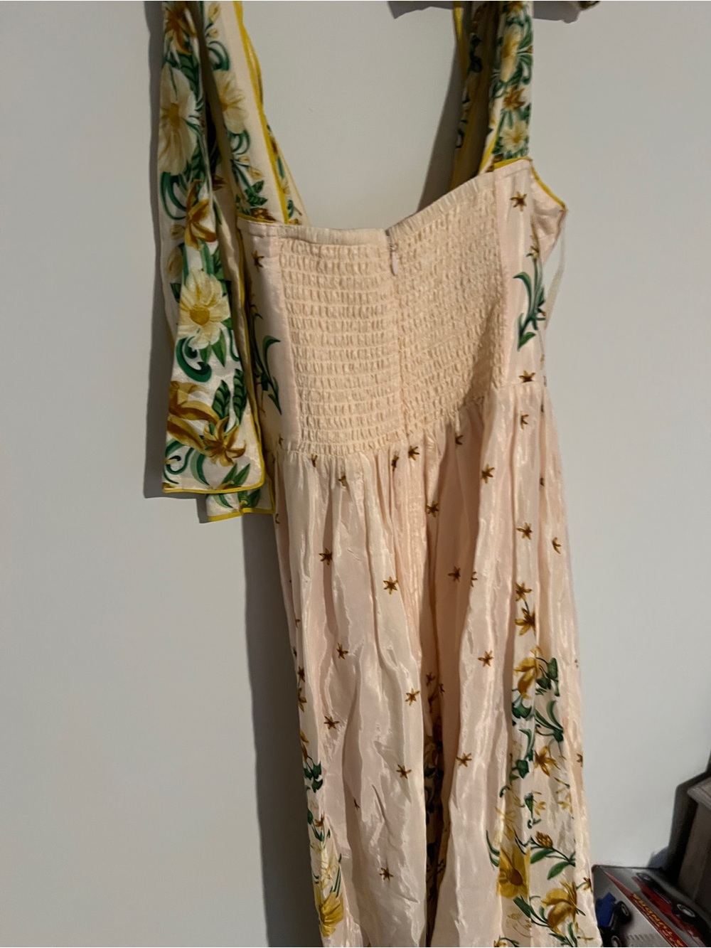 Farm Rio Pink Botanical Beauty Shoulder Bow Midi Dress M - Picture 12 of 16